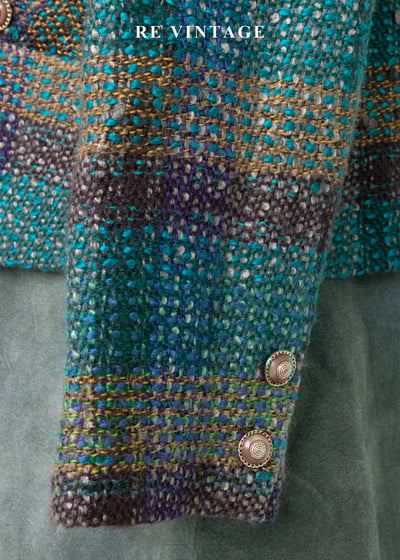 孔雀綠粗花毛呢格紋西裝外套9