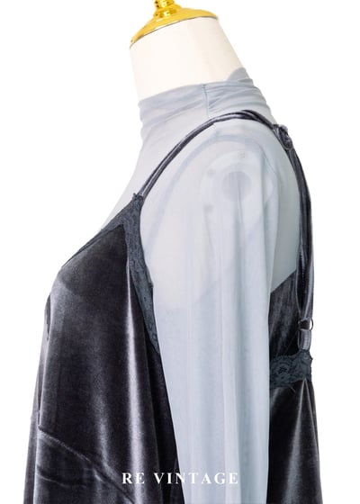 夜色灰光疊影絨布長洋裝9