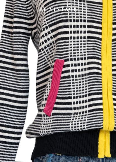 Sporty撞色黑格紋針織外套4