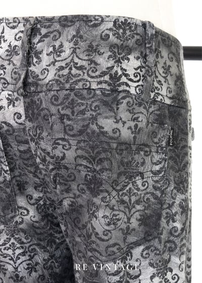 灰色系華麗印花低腰小喇叭褲7