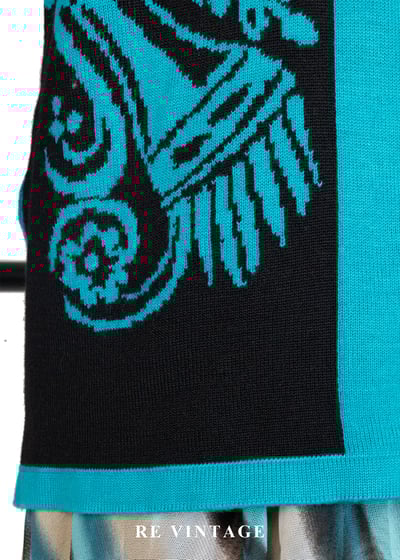 藍綠色正負圖騰反轉針織毛衣6