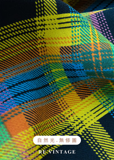 明亮黃綠黑三色交錯斜紋格紋高腰長裙（26"）11