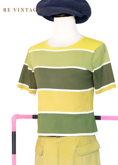 檸檬青蘋果條紋薄款針織上衣1