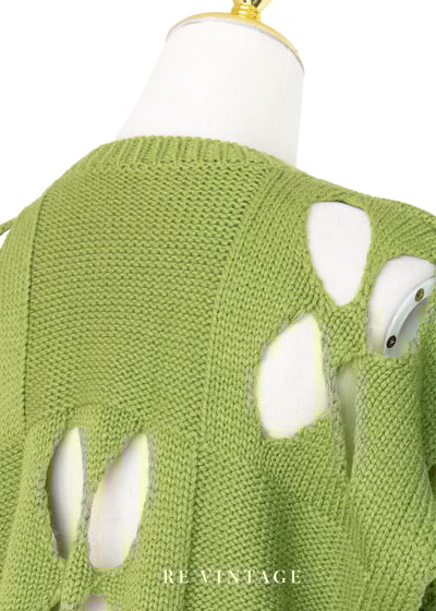 Jelly Green 四片幸運草簍空針織上衣9