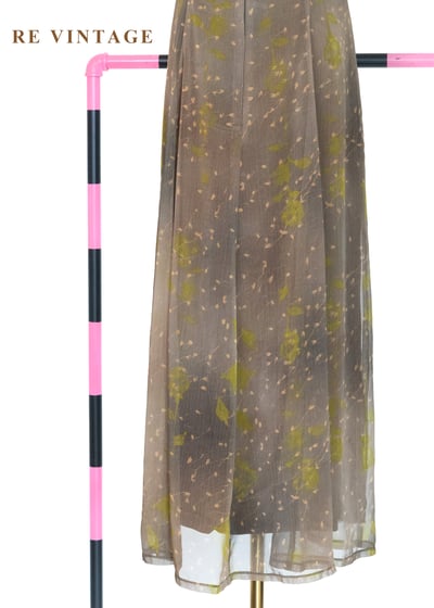 茶墨落葉不規則暈染長洋裝14