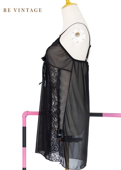 黑系蕾絲網紗透膚細肩帶背心10