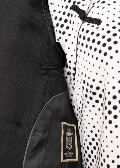 『法國寶物』雙排釦小黑格中長版西裝外套7