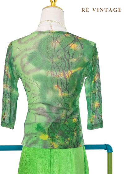 綠風迴旋筆觸網紗上衣9