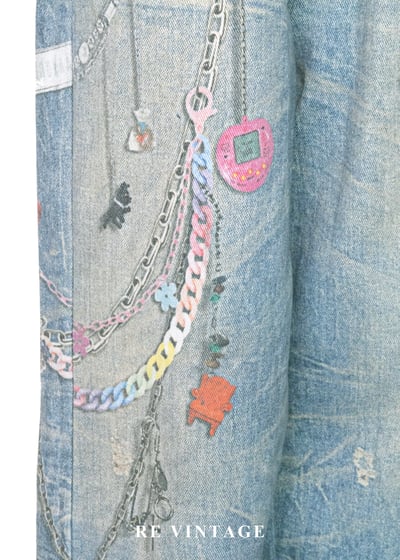 趣味擬真吊飾印花水洗高腰寬版褲（26"）7