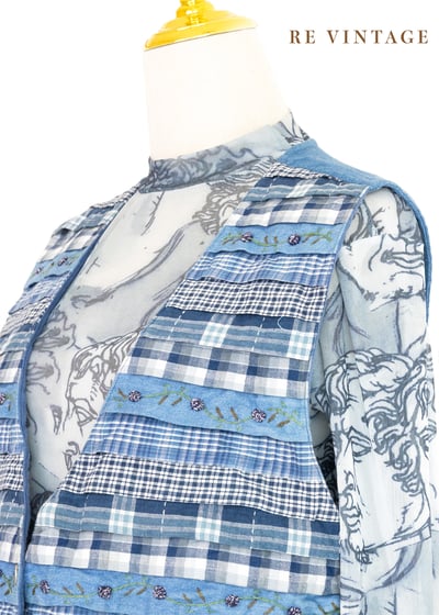 『歐洲寶物』格紋千層派牛仔背心10