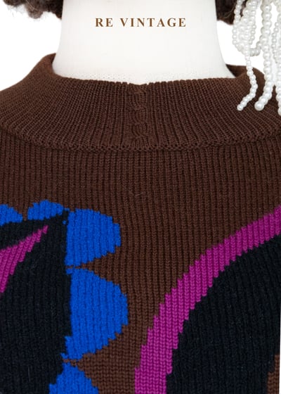 摩登普普抽象圖騰牛奶棕針織毛衣5