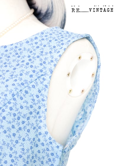 義大利製 - Sisley 水藍色小花長洋裝6