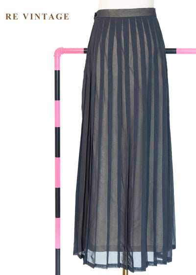 墨灰半透視百褶長裙（27"）1