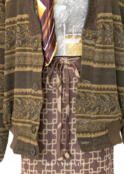 Mustard Yellow Retro print 針織外套8