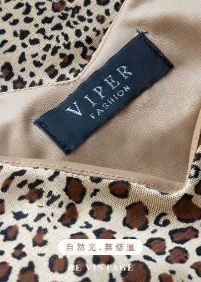 金黃豹紋蕾絲滾邊細肩帶洋裝15