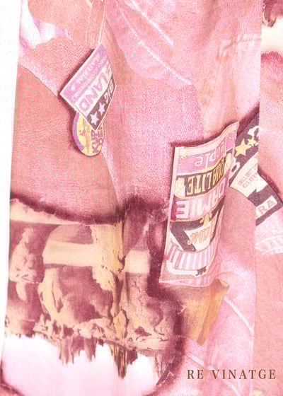 粉粉紅棉質仿牛仔拼接圖紋長裙（27")8