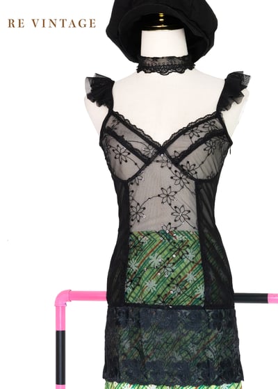 繁星花朵閃亮起舞黑蕾絲背心1