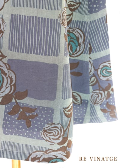 玫瑰藤蔓霧面藍綠色格紋棉質中長裙（~26）7