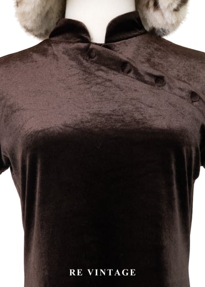 夜上海電台深巧克力色絨布洋裝7