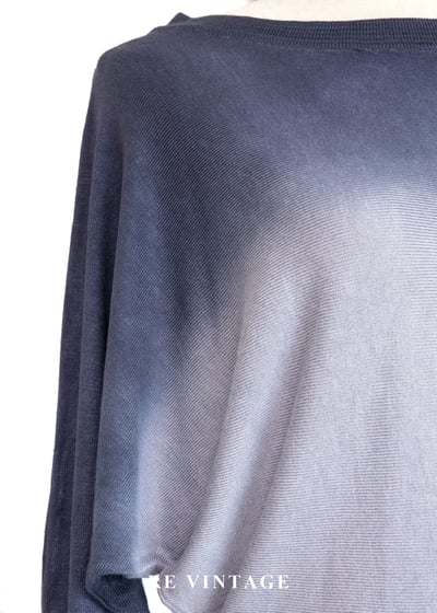 藍墨染漸層雲霧飛鼠袖針織上衣5