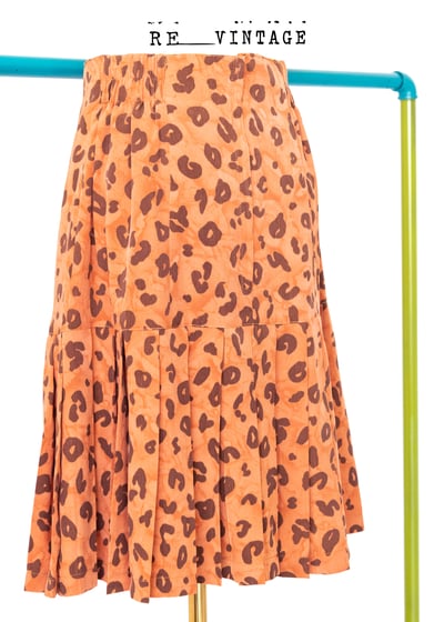 暗橘色小豹紋百摺短裙（25"）1