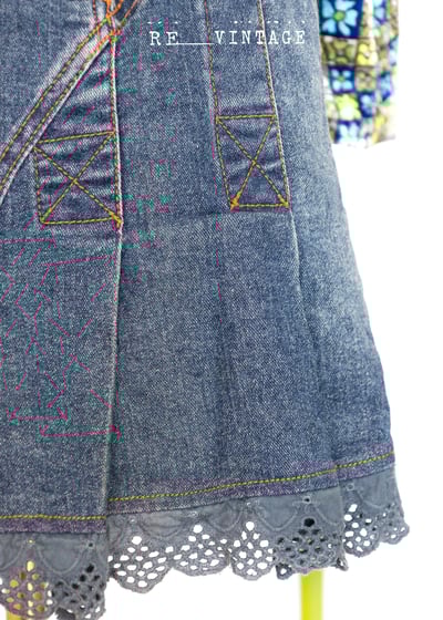 蕾絲花邊牛仔百摺短裙5