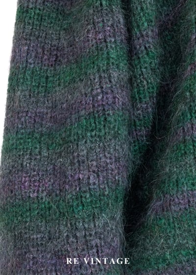 可愛的綠紫色條紋針織外套7