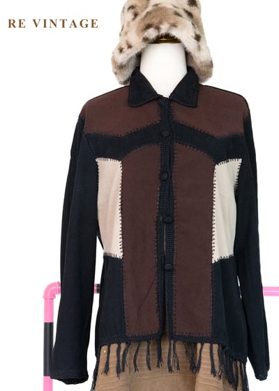 流浪地圖 - 個性拼接流蘇上衣1