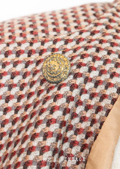 酒紅藕色雙排釦愛心格紋西裝外套12