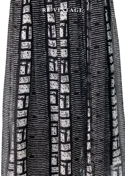 Black & White 幾何手繪筆觸高腰長裙（25"）4