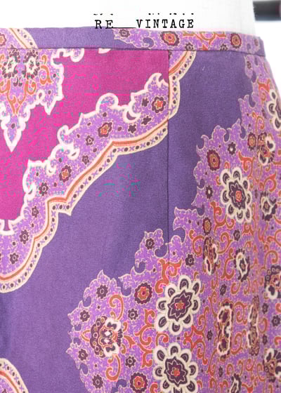 葡萄紫粉色圖騰中長裙（30")4