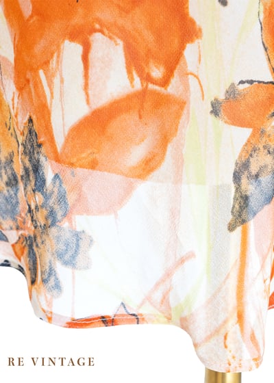 Vibrant Orange 水彩小花雪紡及膝裙（25"）5