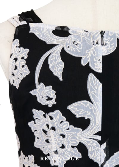 復古大花黑白氣質洋裝15