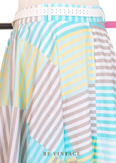 『歐洲寶物』套裝 - 薄荷奶黃色格紋線條大圓裙（27")9