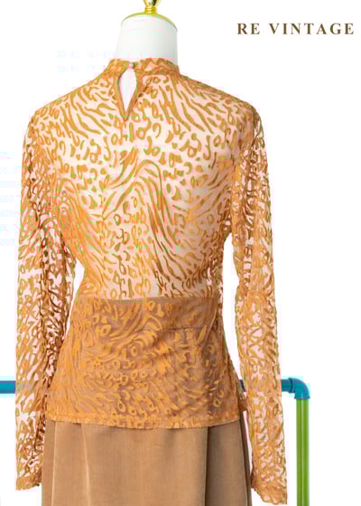 橘子色野性豹紋透膚上衣8