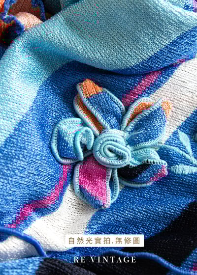 小花朵水藍彩虹薄款針織上衣12