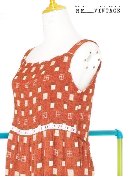 酒紅色小格紋甜美洋裝5