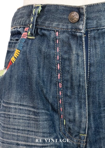 刷洗刺繡花卉牛仔褲（28"）7