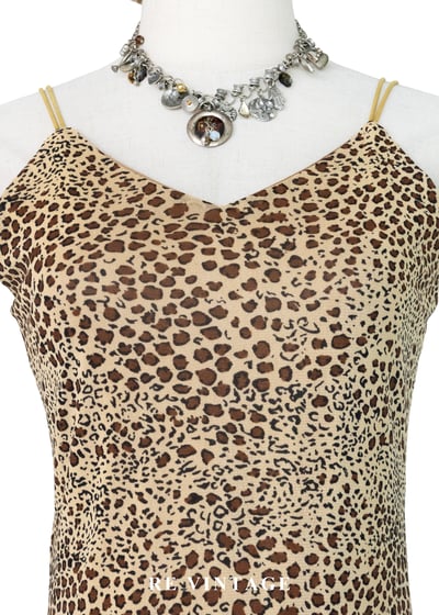 金黃豹紋蕾絲滾邊細肩帶洋裝8