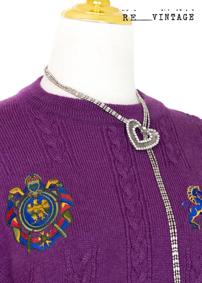 紫紅色皇宮圖騰100％針織毛衣4