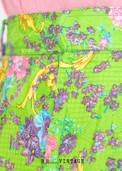 義大利製 - 螢光綠粉紅小花古典美裙（24.5"）7