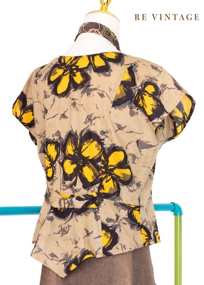 Ginger 棕色大黃花落肩上衣6