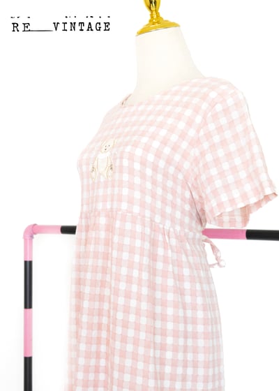 粉紅小熊格紋長洋裝4