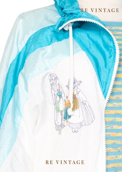 『歐洲寶物』湖水綠拼接尼龍小人偶外套 Sergio Tacchini11