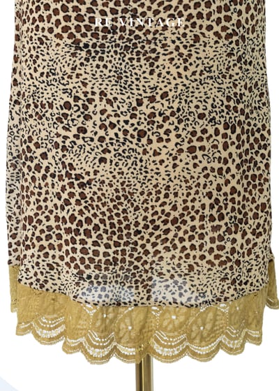 金黃豹紋蕾絲滾邊細肩帶洋裝13