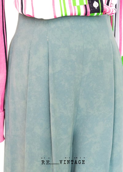 輕薄奶油綠潑墨色直筒寬版褲3