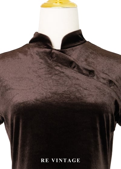 夜上海電台深巧克力色絨布洋裝6