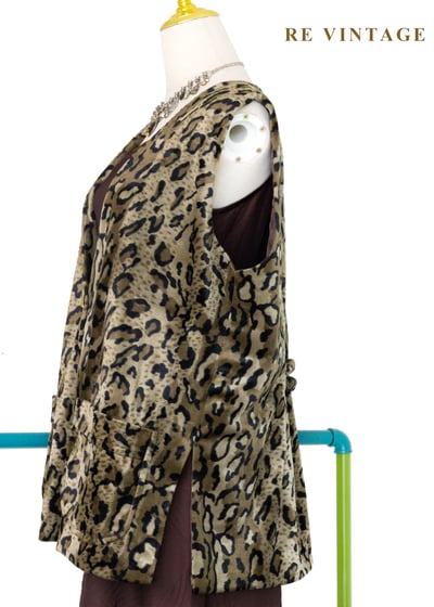 綠棕色野性豹影絨布寬版背心8