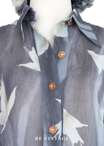 套裝上衣 - 煙雨霧色裡的飛鳥上衣4