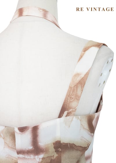 奶油咖啡暈染繞頸長洋裝16